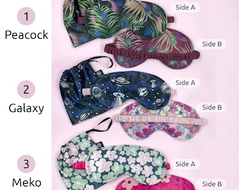 Mascherina da sonno in satin reversibile per viaggi, maschera notturna, maschera da sonno di lusso in formato oversize