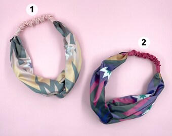 Women crossed turban, printed elastic hair bands, colored headband, summer wide headband, pink headband, purple hair band, satin head band