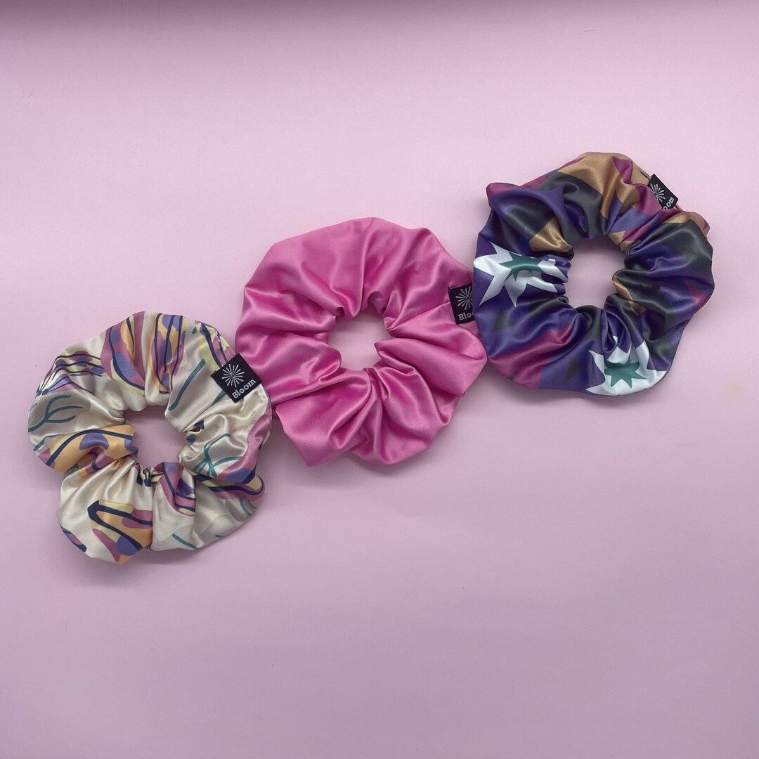 Set of 3 Scrunchies, Elastic Soft Scrunchie, Multi Colored Gym