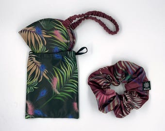 Satin Schlafmaske & Scrunchie Set: Gewichttes Augenkissen, verstellbar