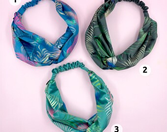 Satin turban headband, Blue satin headband, green turban headband, boho headband, satin headwrap, head bands for women, twisted head wrap