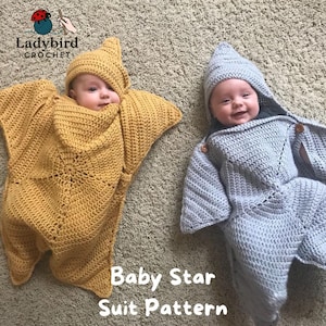 Crochet Baby Star Snuggle Suit Pattern – PDF Instant Download