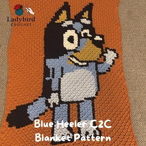 Modèle de couverture à talons bleus au crochet - Graphique C2C (téléchargement PDF)