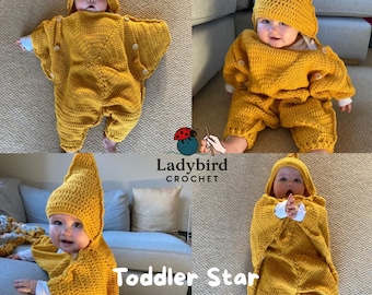 Crochet Baby/Toddler Star Bunting Pattern – Winter Suit Bodysuit (Instant Download)