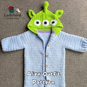 Patrón de disfraz de alienígena a crochet – Traje de invierno para bebé y niño pequeño (Patrón en PDF de descarga instantánea)