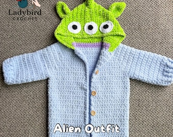 Alien Outfit Pattern häkeln - Baby Kleinkind Winteranzug (PDF Sofort-Download Häkelanleitung)