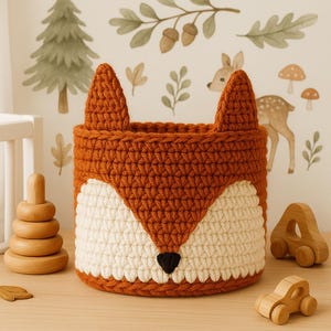 Wzór szydełkowy - Fox Basket dla Woodland Nursery. Natychmiastowe pobranie.