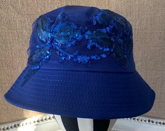 Royal Blue Beaded Bucket Hat