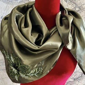 Beaded Olive Green Kerchief-Scarf