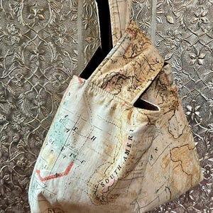 Dutch Cartographer Vintage World Map Japanese knot/wrist bag