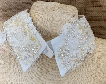Gola Peter Pan de Renda com Contas para Casamento