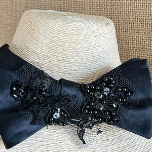Venise Lace Beaded  Bow Tie