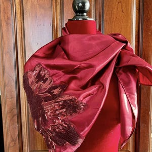 Beaded Wine Dahlia Scarf