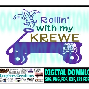 Rollin avec mon svg KREWE | Mardi Gras svg | Chemise Mardi Gras | Mardi Gras décor | Krewe svg | Fleur De Lis svg | Fat Tuesday svg |