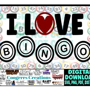 BINGO SVG, I love Bingo SVG, Schneidemaschine bereit, Digitaler Download
