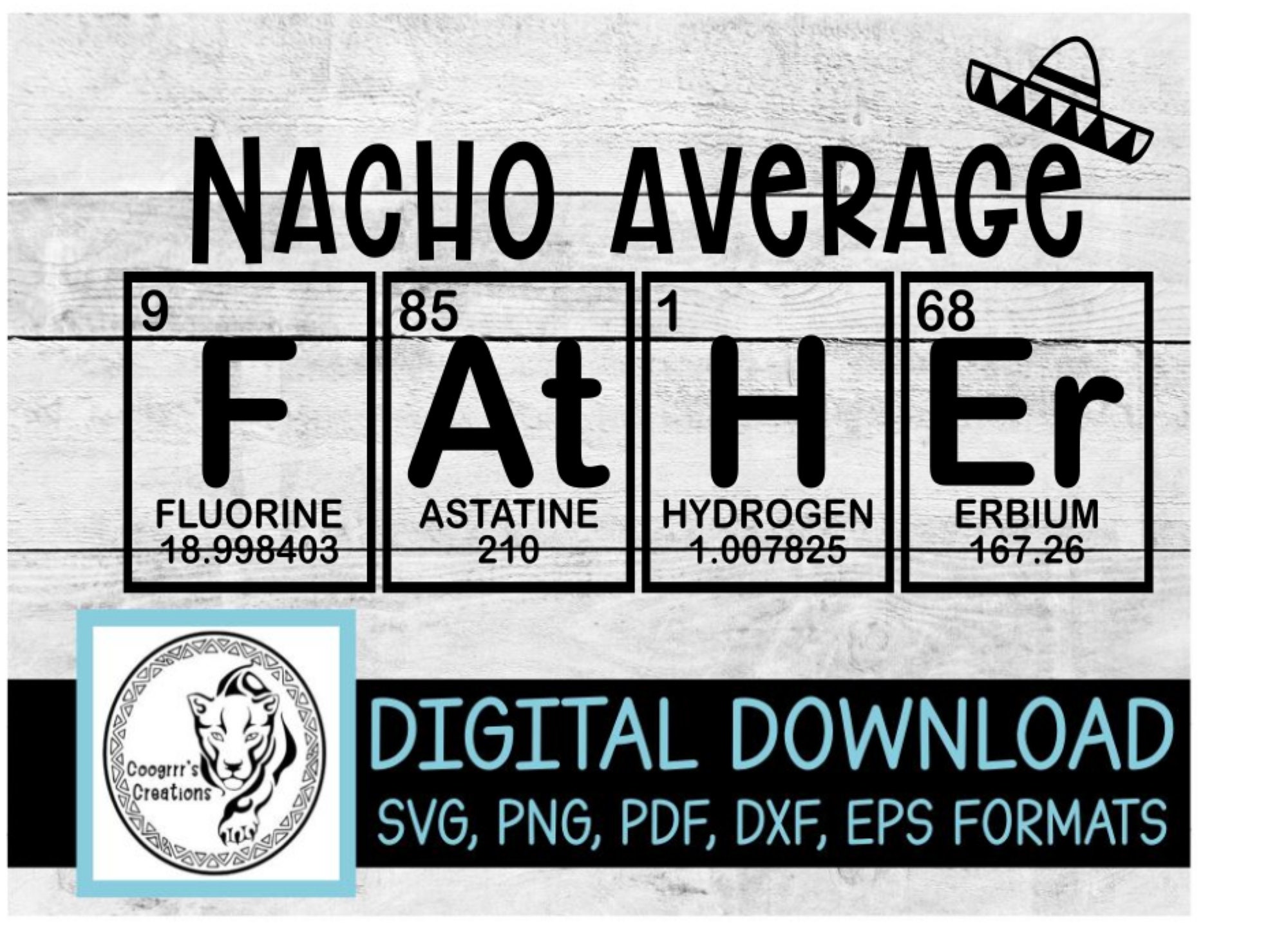 Download Nacho Average Father SVG Periodic Table Cricut and | Etsy