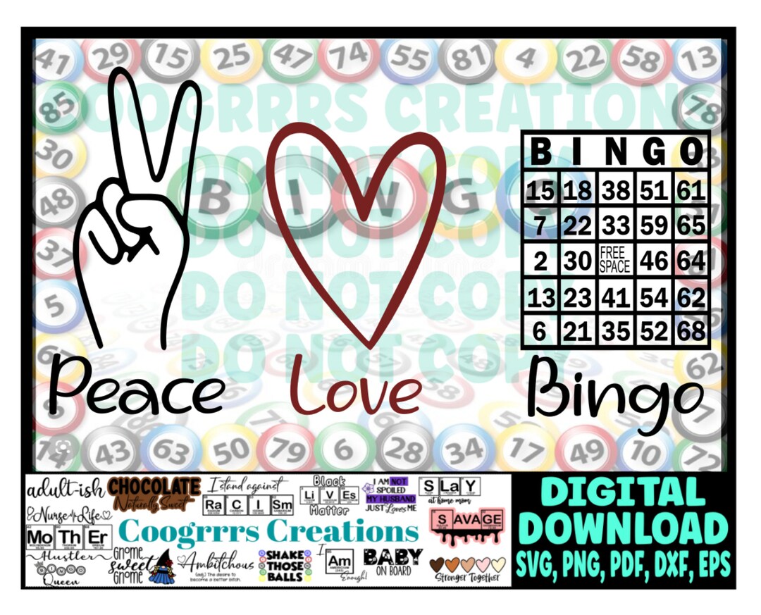 Bingo SVG, Cricut and Cameo Cutting Machine Ready, Digital Download - Etsy