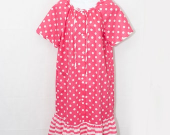 Vintage Polka Dot DressVintage House DressLarge Vintage Dress44 Inch BustPink Polka DotsCasual Vintage DressNap Dress