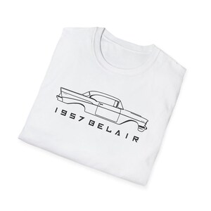 1957 Chevy Bel Air T-Shirt | Minimal Line Art Classic Car Tee | Retro Hot Rod Gift | V8 Engine Lover Shirt | Vintage Auto Graphic Tee