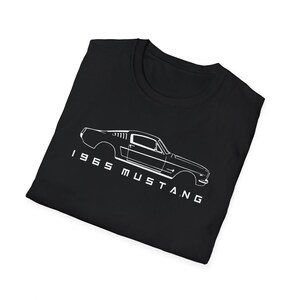 1965 Mustang T-Shirt | Classic Ford Pony Car Line Art Tee | Vintage Muscle Car Gift for Men