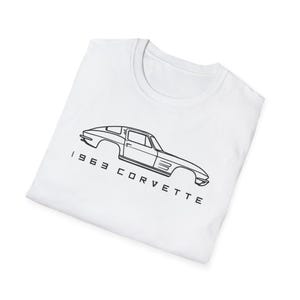 1963 Corvette Split Window T-Shirt | Classic Chevy Sting Ray Line Art Tee | Vintage Car Gift