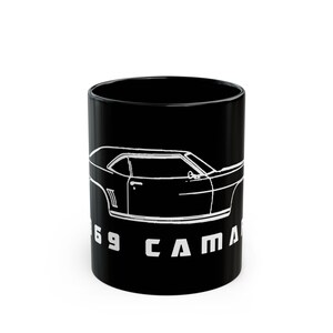 1969 Chevy Camaro Custom Black Mug | Classic Muscle Car Coffee Cup | Available in 11oz and 15oz | Car Enthusiast Gifts