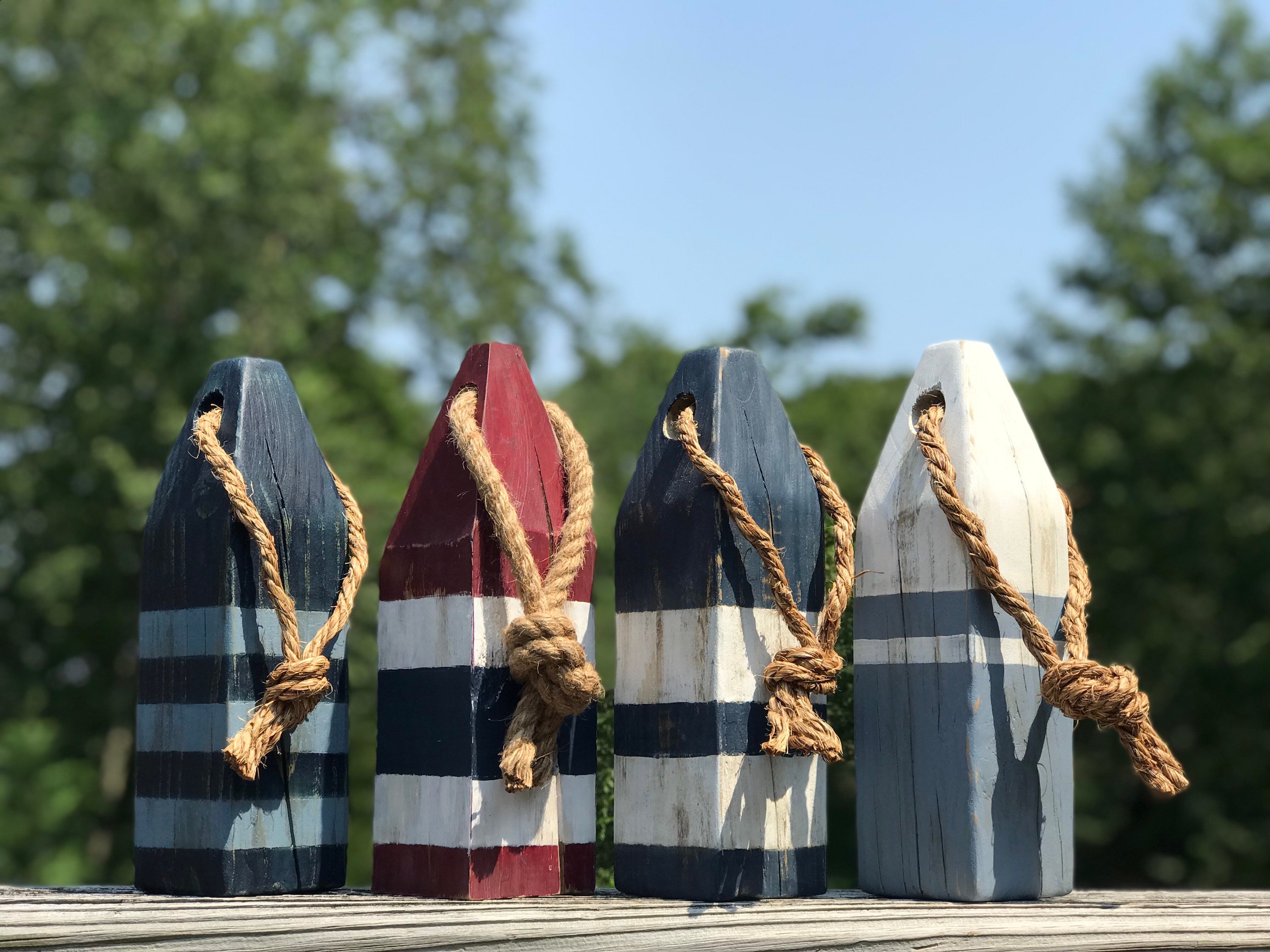 Decoración náutica de boya de langosta roja blanco y azul | Etsy