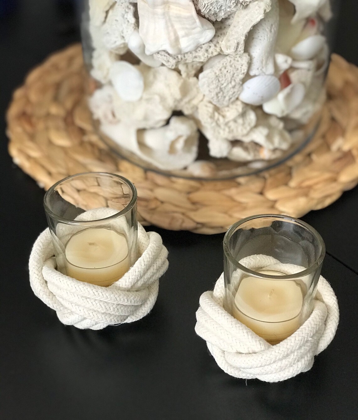 Votive Candle Holder Nautical Knot Handmade Natural Cotton Etsy Italia