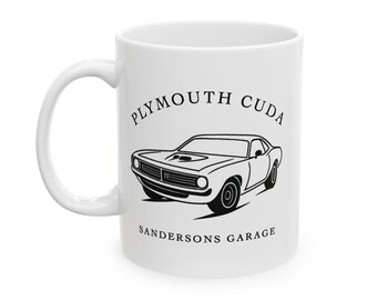 1970 Plymouth Cuda Coffee Mug | Muscle Car Ceramic Cup for Gearheads, Car Lovers, and Vintage Auto Fans | 11oz or 15oz