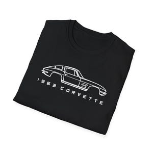 1963 Corvette T-Shirt | Split Window Coupe Tee | Classic Car Line Art Shirt for Car Lovers