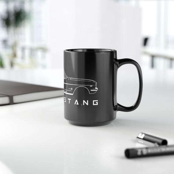 1965 Ford Mustang Mug, Black Ceramic Coffee Cup With White Classic Car  Wraparound Art, Gift for Mustang Lovers & Car Enthusiasts - Etsy