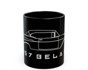 1957 Chevy Bel Air Black Mug | Classic Car Wraparound Art for Vintage Car Lovers & Collectors | 11oz or 15oz SandersonsGarage