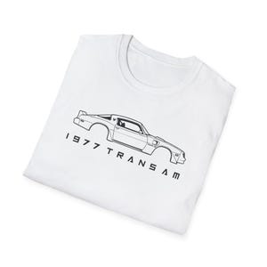 1977 Trans Am Line Art T-Shirt | Minimalist Vintage Muscle Car Tee, Custom Illustration, Gift for Classic Pontiac Enthusiasts