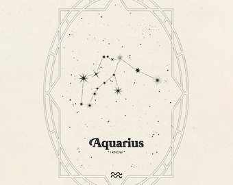 Aquarius Print | Constellation Illustration | Star Sign Print | Astrology Print | Digital Download