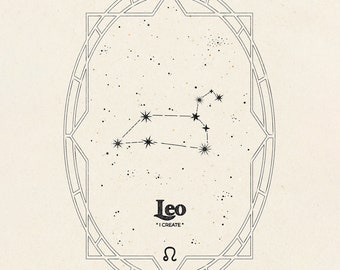 Leo Print | Constellation Illustration | Star Sign Print | Astrology Print | Digital Download