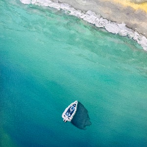 Dipinto ad acquerello originale - Decorazione murale nautica - Solo nel mare - Arte multimediale - Acuarela - Decorazione murale costiera