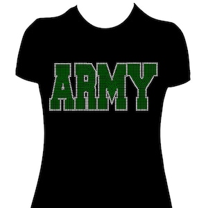 Choose Your Colors Custom Beautiful High Quality Stones Sparkly &quot;ARMY&quot; Bling Rhinestone 5.1 X 11.5  inches on apparel and gifts