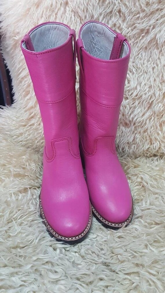 pink leather boots