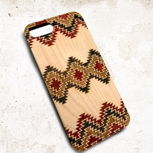 Handbemalte Azteken Echtholz Handyhülle für iPhone und Samsung