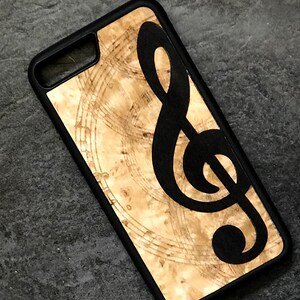 Musiknot Marquetteri Äkta Trä Mobilskal för iPhone & Samsung