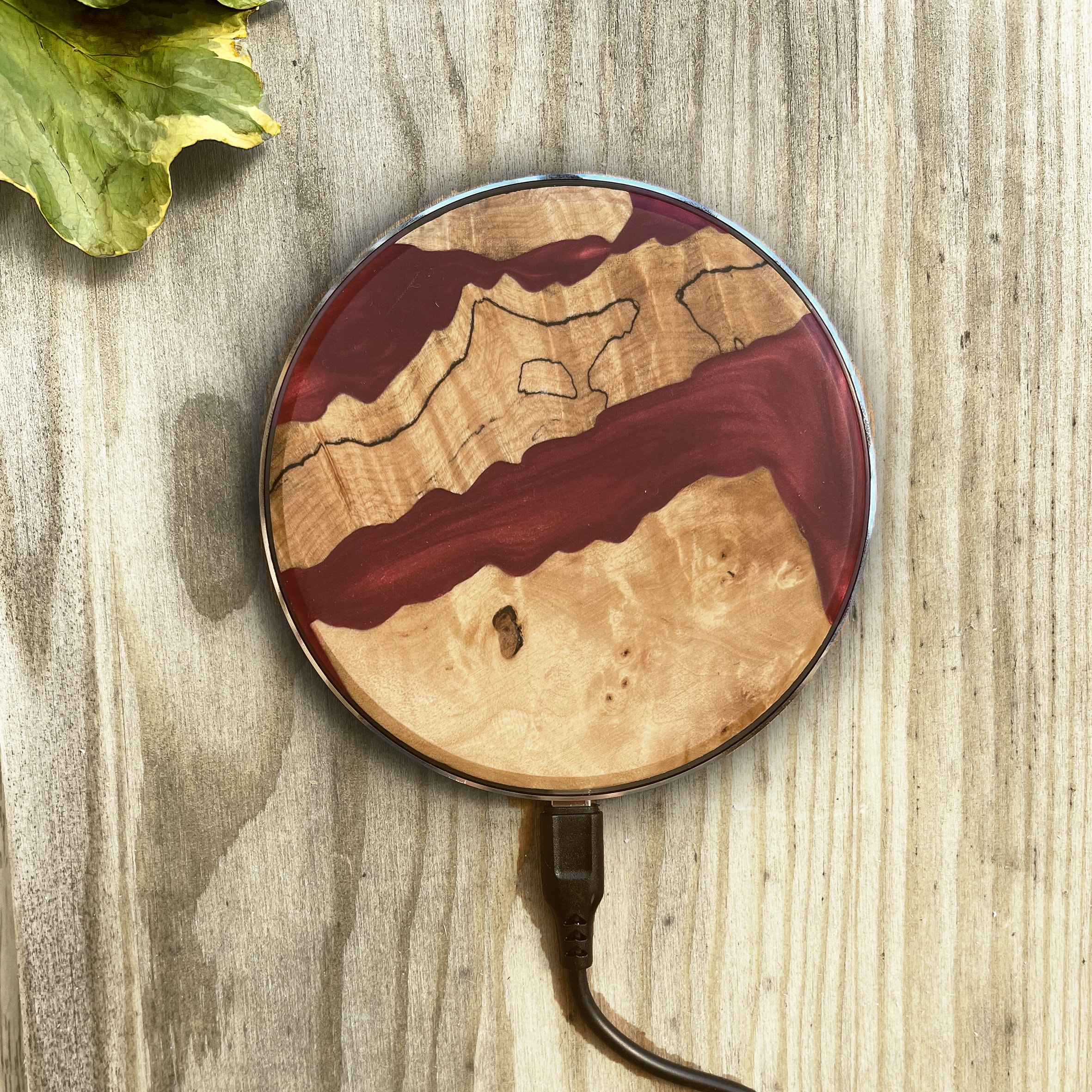 15k Wood and Resin Fast Charge Wireless Charger