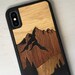 Real Wood Marquetry Mountain Scene Phone Case for iPhone & Samsung 