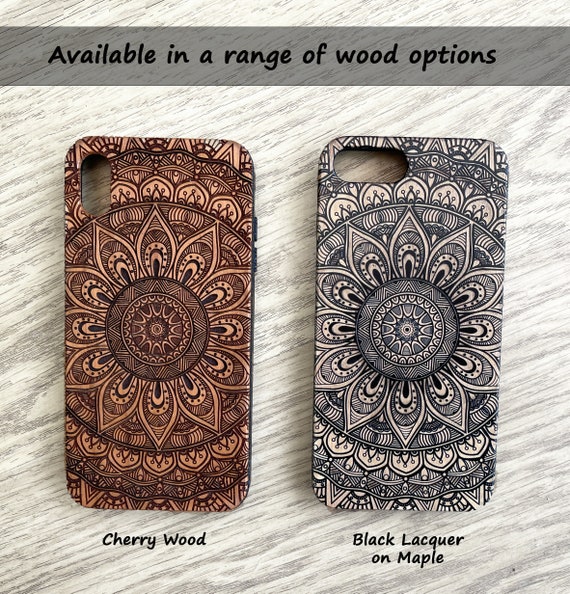 wood phone case Personalized Wooden Phone Case for iPhone and Samsung Mahogany