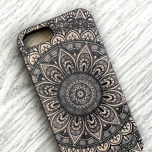 Moderne Mandala Design Holz Handyhülle für iphone und Samsung