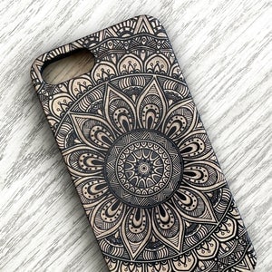 Modern Mandala Design Wood Phone Case for iphone and Samsung