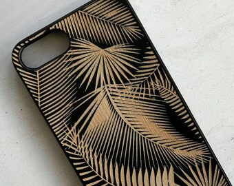 Palm Leaf Design Real Wood Phone Case for iPhone & Samsung