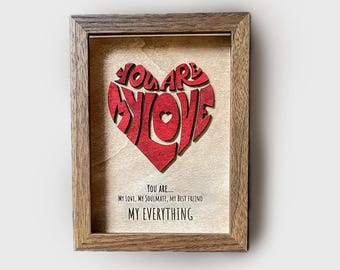Personalised Valentines Wood Picture - You Are My Love