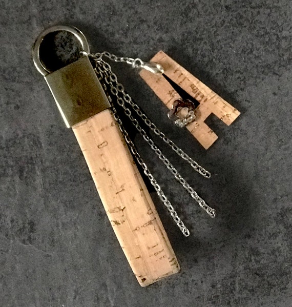 Keychain - Rectangle - Cork - Leather Keychain - Rectangle - Cork - Leather