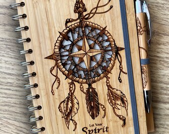 Bamboo Dream Catcher Journal – Personalized Pen, Recycled Paper