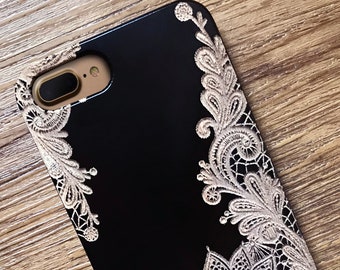 Real Wood Phone Case with Lace Design Laser Engraving